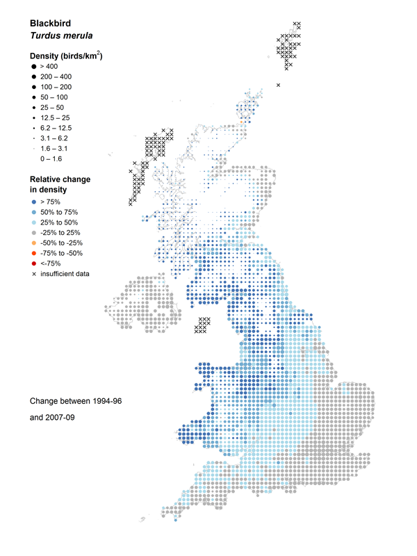 Blackbird relative change map Blackbird relative change map