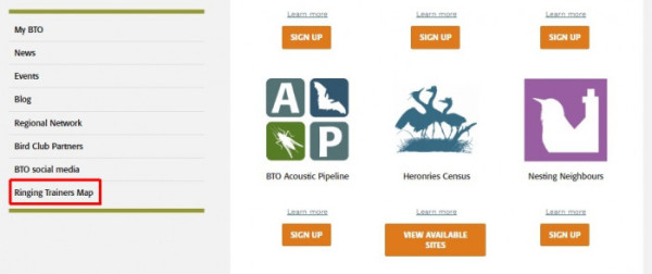 Screenshot showing location of link to Find-a-Trainer