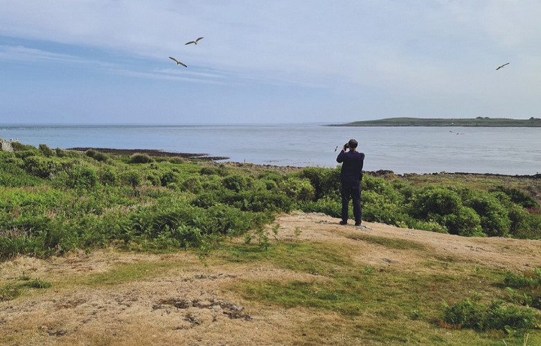 A person birdwatching on the coast by Katherine Booth-Jones / BTO