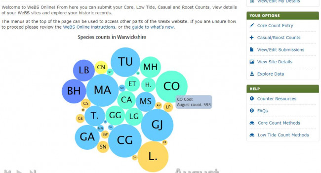New WeBS Online data home screenshot New WeBS Online data home screenshot