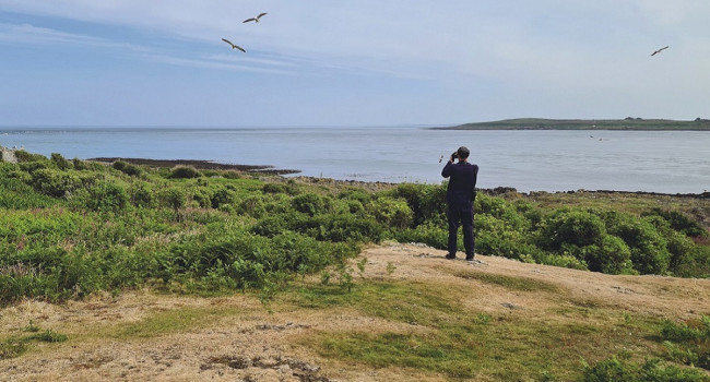 A person birdwatching on the coast by Katherine Booth-Jones / BTO